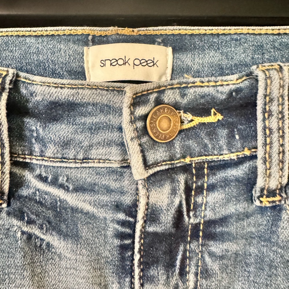Sneak Peek Light Blue Cropped Flare Jeans - Picture 2 of 8